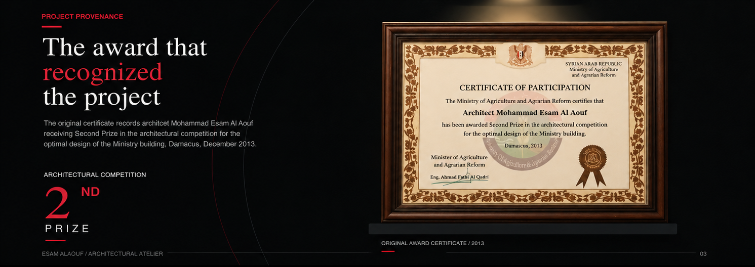 Second Prize — Architectural Competition — Certificate (EN)